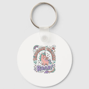 Unicorn Dinosaur Unicorn Roar Retro Style T-Shirt  Keychain