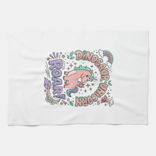 Unicorn Dinosaur Unicorn Roar Retro Style T-Shirt  Kitchen Towel