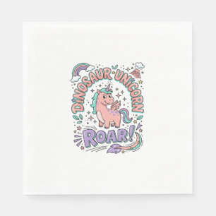 Unicorn Dinosaur Unicorn Roar Retro Style T-Shirt  Napkin