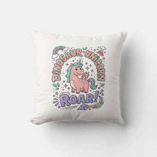 Unicorn Dinosaur Unicorn Roar Retro Style T-Shirt  Throw Pillow