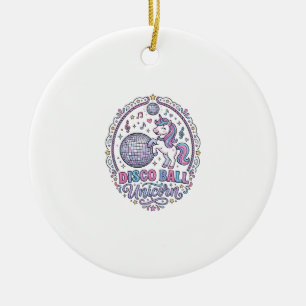 Unicorn Disco Ball Unicorn Playful Print on Demand Ceramic Ornament