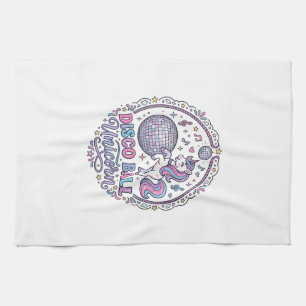Unicorn Disco Ball Unicorn Playful Print on Demand Kitchen Towel