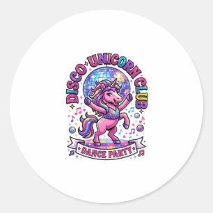 Unicorn Disco Unicorn Club Commercial Shirt Graphi Classic Round Sticker