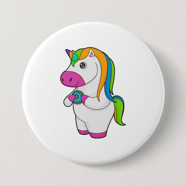 Unicorn Donut 3 Inch Round Button (Front)