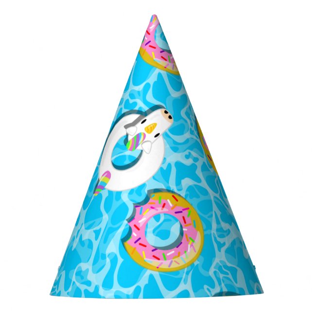 Unicorn & Donut Floaties Party Hat (Front)