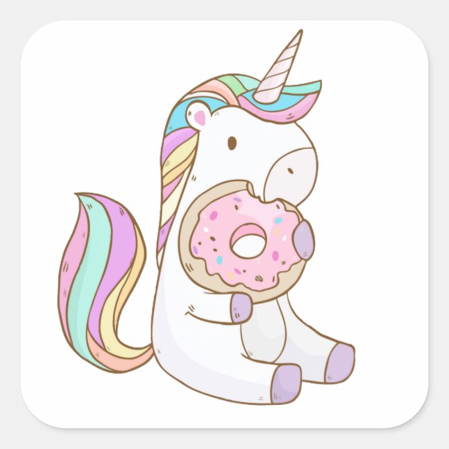 Unicorn Donut Square Sticker (Front)