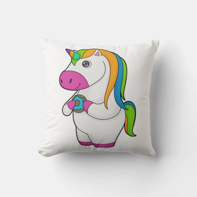 Unicorn Donut Throw Pillow (Front)