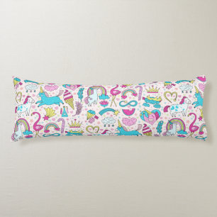 Unicorn Doodle Pattern Body Pillow
