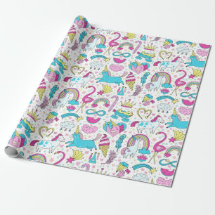 Unicorn Doodle Pattern Wrapping Paper