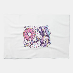 Unicorn Doughnut Touch My Magic Gift Idea Sticker Kitchen Towel