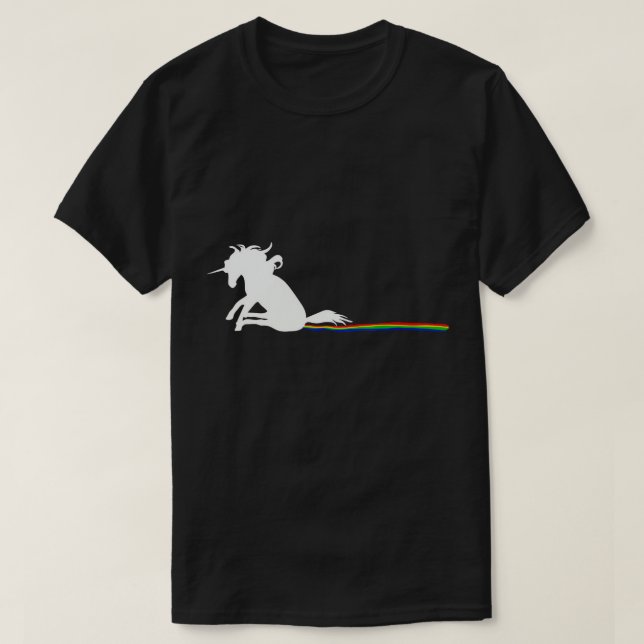 Unicorn Dragging Rainbows- Funny Adult T-Shirts Gi (Design Front)