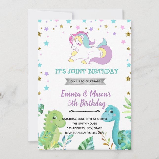 Unicorn dragon boy theme Invitation (Front)