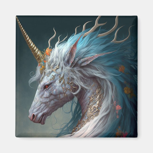 Unicorn Dragon Fantasy Art Magnet (Front)