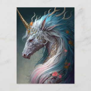 Unicorn Dragon Fantasy Art Postcard