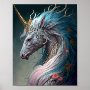 Unicorn Dragon Fantasy Art Poster