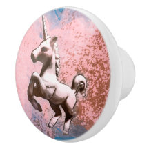 Unicorn Drawer Knob Pull Ceramic (Faded Sherbet)