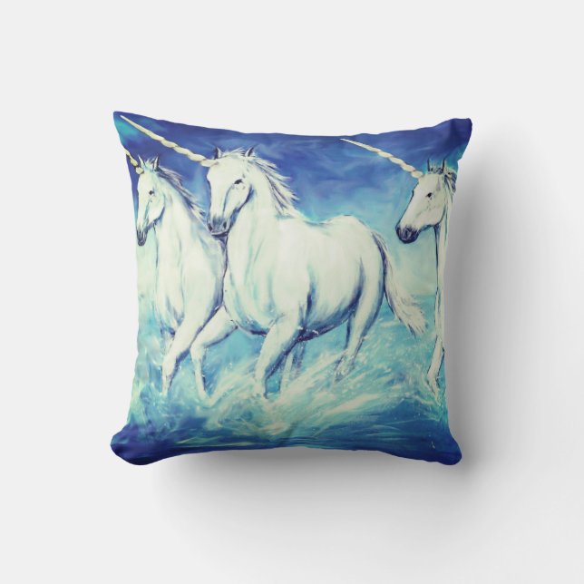 Unicorn Drawing Outdoor Pillow (Front)