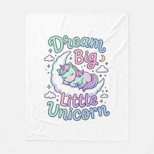 Unicorn Dream Big Little Unicorn Gift Idea Vector Fleece Blanket
