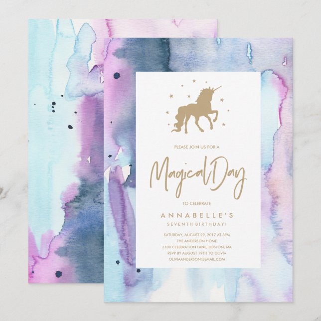 Unicorn Dream Birthday Invitation (Front/Back)