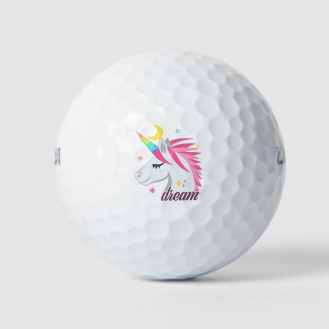 Unicorn Dream Crescent Moon Golf Balls (Front)