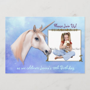 Unicorn Dreams 12th Birthday Invitation