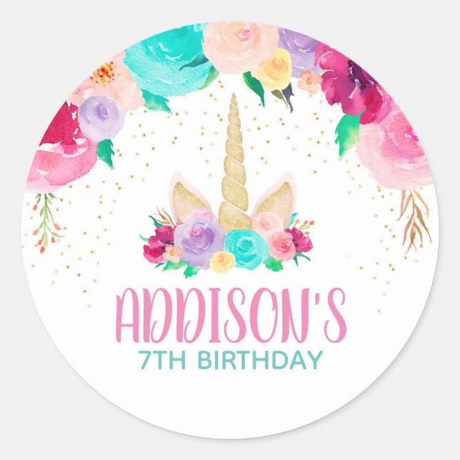 Unicorn Dreams Anniversaire Fête Favoriser Sticker (Devant)