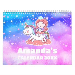 Unicorn Dreams Personalized Kids Calendar 2027