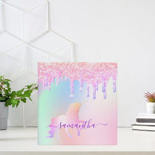 Unicorn drips holographic school binder