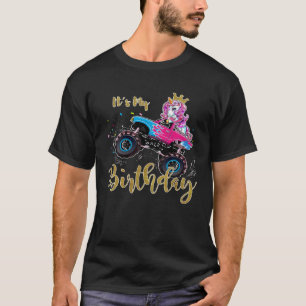 Unicorn Drive a Monster Truck Unicorn Birthday Dau T-Shirt