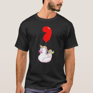 Unicorn Duckie 7th Birthday Kids Balloon Party T-Shirt