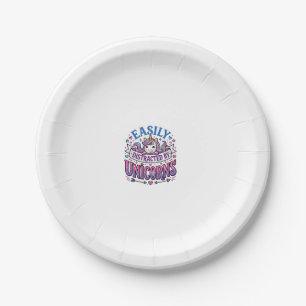Unicorn Easily Distracted by Unicorns Commercial C Paper Plate