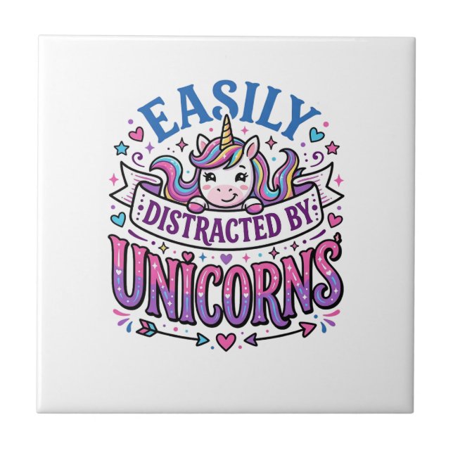 Unicorn Easily Distracted by Unicorns Commercial C Tile (Front)