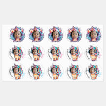 unicorn EDITABLE foto cupcake toppers stickers 