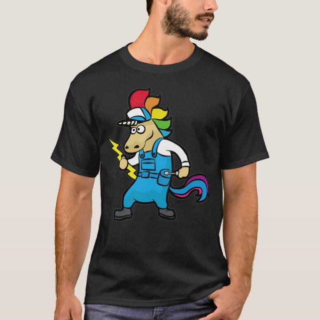 UNICORN ELECTRICIAN Electricity Lineman dance funn T-Shirt (Front)