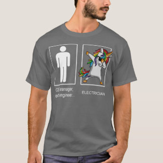 Unicorn Electrician Occupation Dab Pose T-Shirt