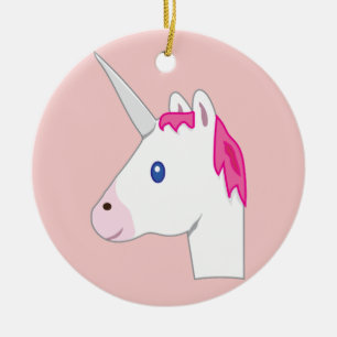 Unicorn emoji ceramic ornament