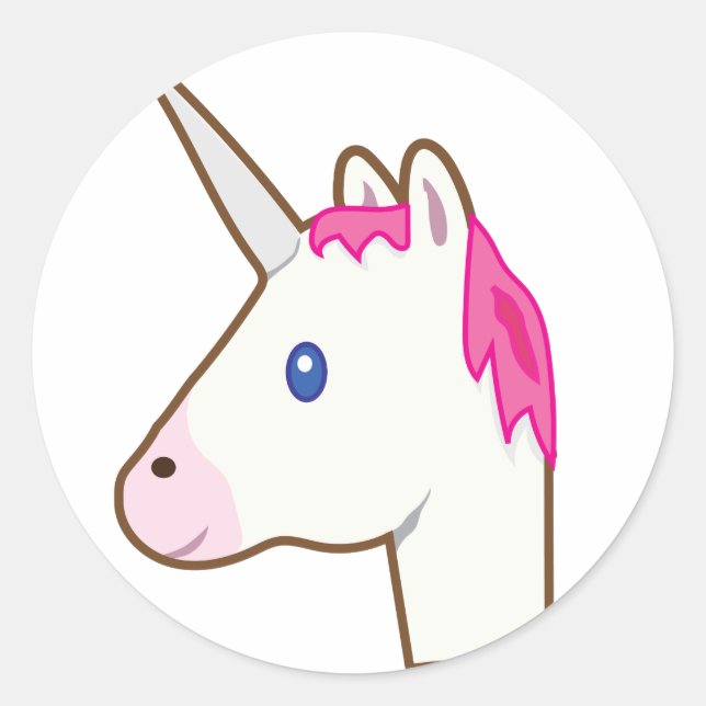 Unicorn emoji classic round sticker (Front)