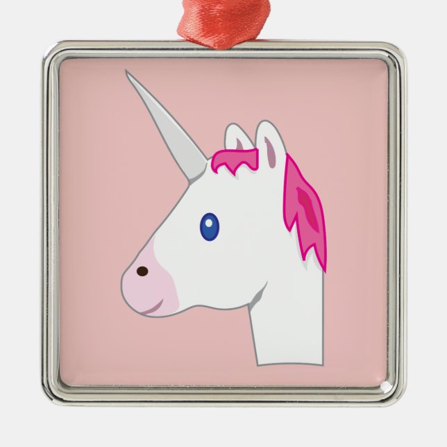 Unicorn emoji metal ornament (Front)