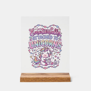 Unicorn Emotionally Attached to Unicorns Original  Acrylic Sign