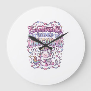 Unicorn Emotionally Attached to Unicorns Original  Large Clock