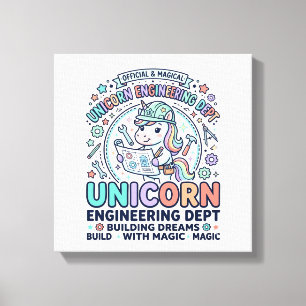 Unicorn Engineering Dept Bold Typography T-Shirt D Canvas Print