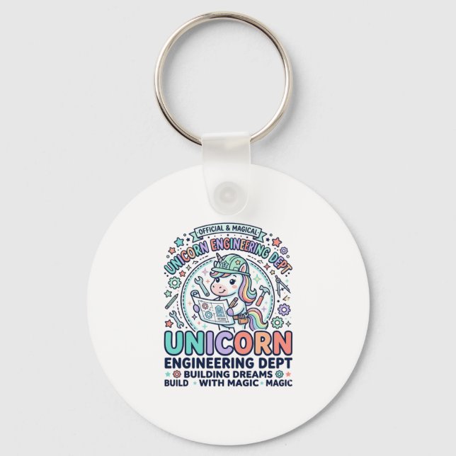 Unicorn Engineering Dept Bold Typography T-Shirt D Keychain (Front)