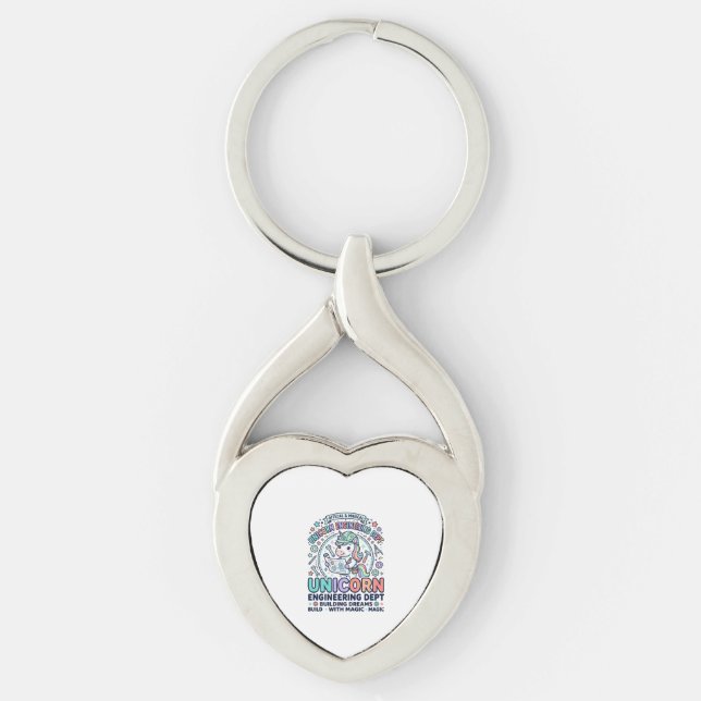 Unicorn Engineering Dept Bold Typography T-Shirt D Keychain (Front)