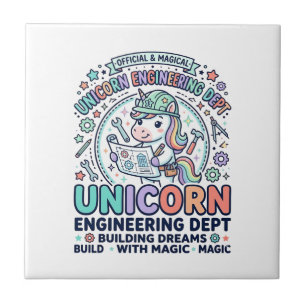 Unicorn Engineering Dept Bold Typography T-Shirt D Tile