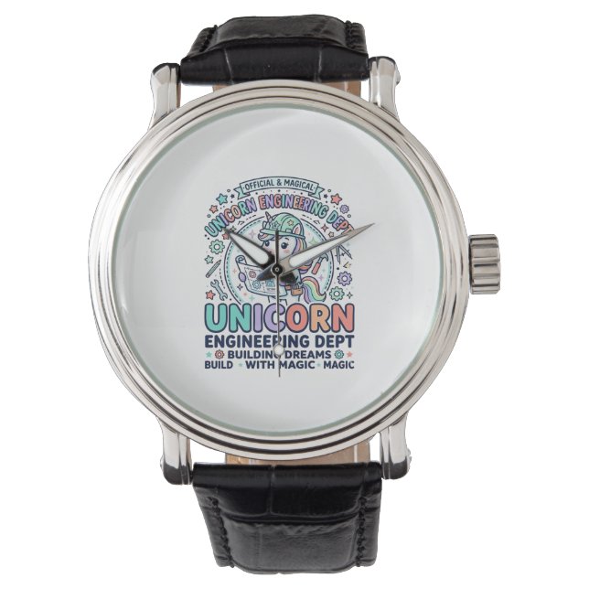 Unicorn Engineering Dept Bold Typography T-Shirt D Watch (Front)