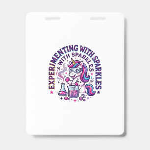 Unicorn Experimenting with Sparkles Commercial Cut Badge