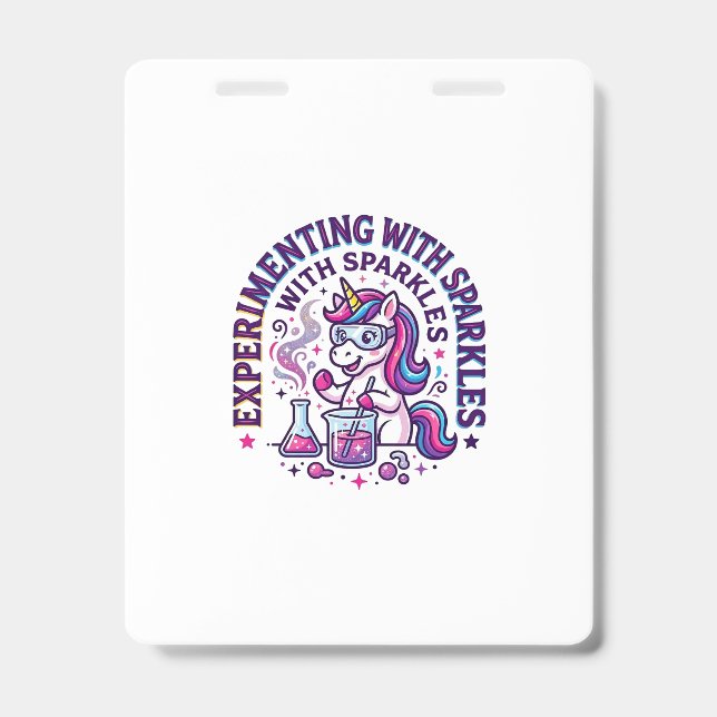 Unicorn Experimenting with Sparkles Commercial Cut Badge (Front)