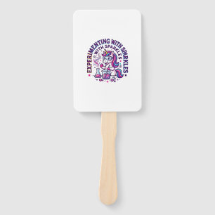 Unicorn Experimenting with Sparkles Commercial Cut Hand Fan