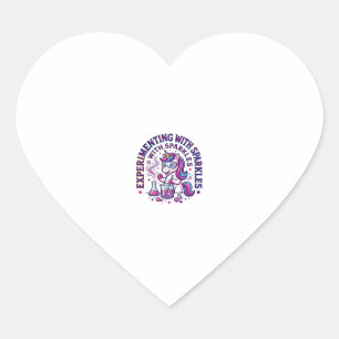 Unicorn Experimenting with Sparkles Commercial Cut Heart Sticker