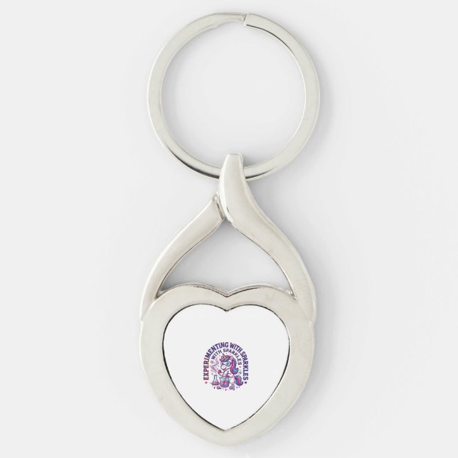 Unicorn Experimenting with Sparkles Commercial Cut Keychain (Front)